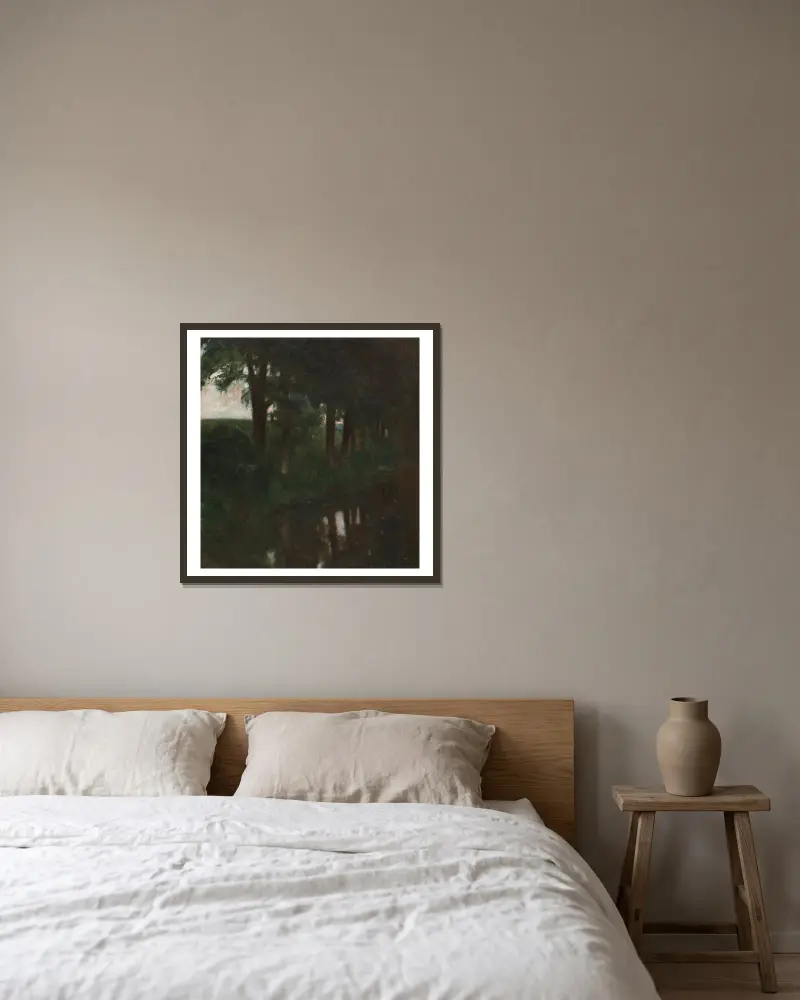 Forellenweiher von Franz von Stuck gerahmt an einer Wand