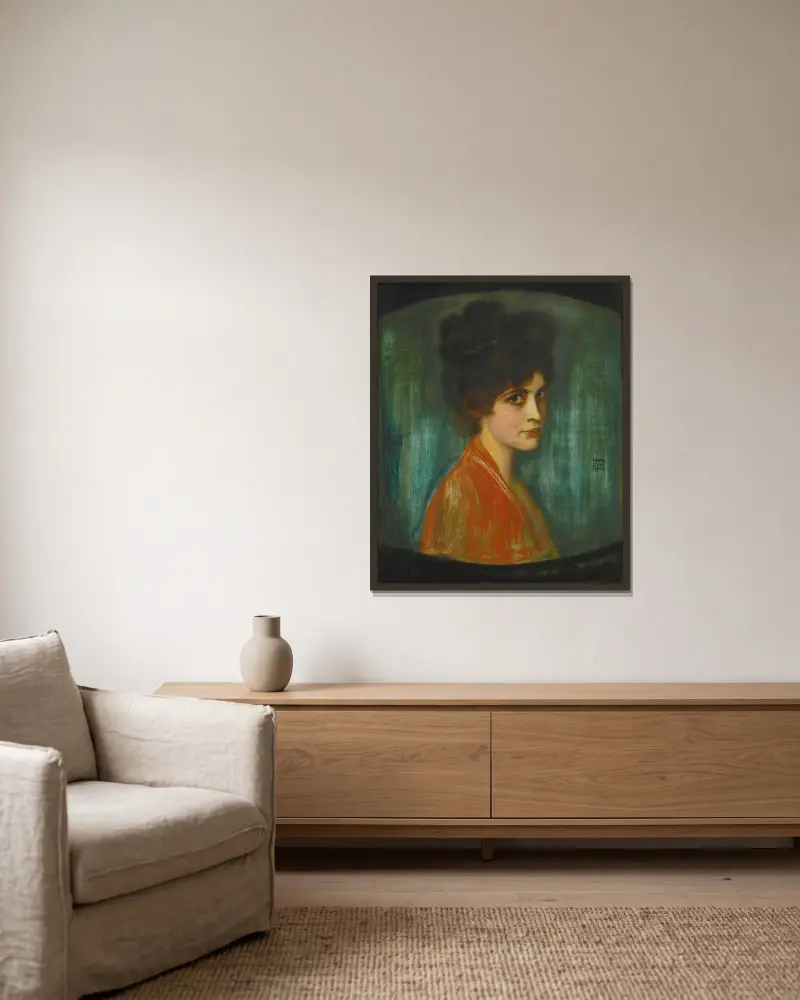 FRAU FEEZ av Franz von Stuck inramad på en vägg
