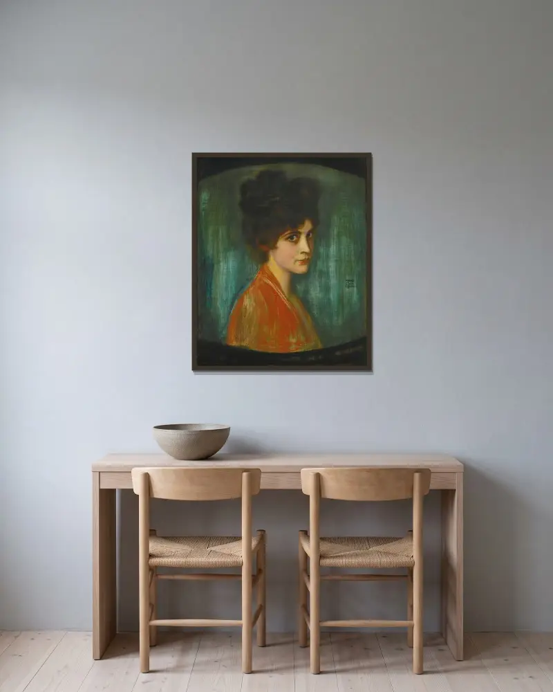 FRAU FEEZ av Franz von Stuck inramad på en vägg