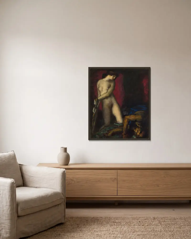 Judith och Holofernes av Franz von Stuck inramad på en vägg
