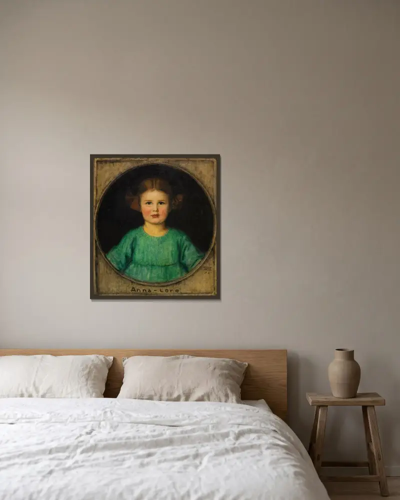 Flickporträtt (Anna-Lore Butzer) av Franz von Stuck inramad på en vägg
