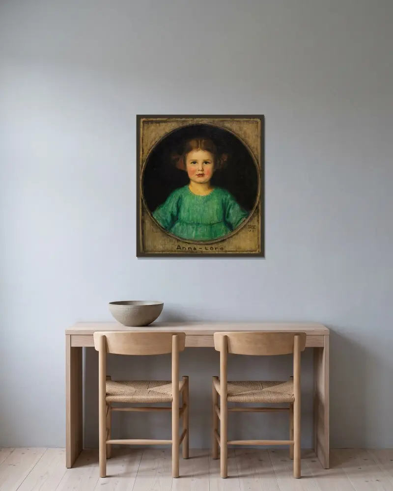 Flickporträtt (Anna-Lore Butzer) av Franz von Stuck inramad på en vägg