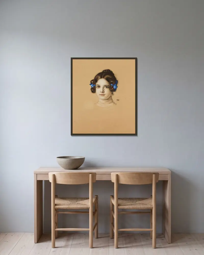 Mary Stuck, konstnärens dotter av Franz von Stuck inramad på en vägg
