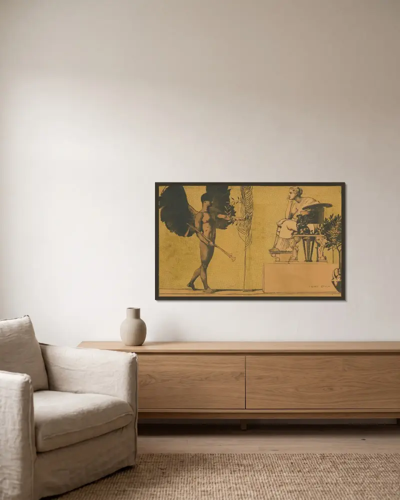 München Kunstausstellung. Jahresausstellung für Kunstwerke aller Nationen von Franz von Stuck gerahmt an einer Wand