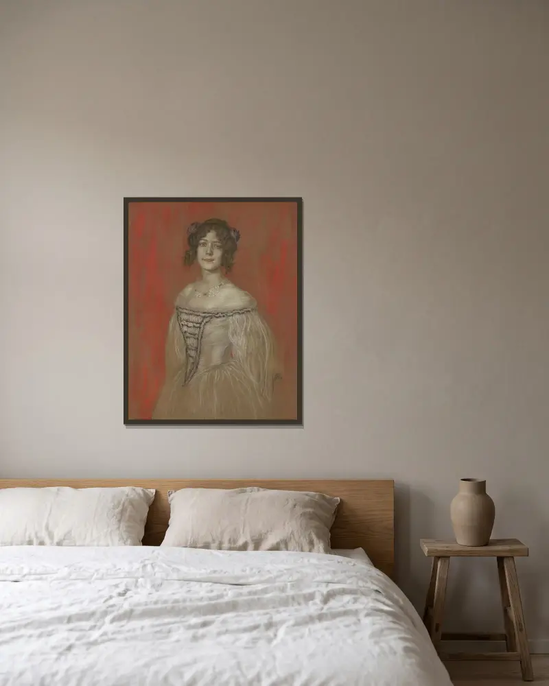 Olga Lindpaintner av Franz von Stuck inramad på en vägg