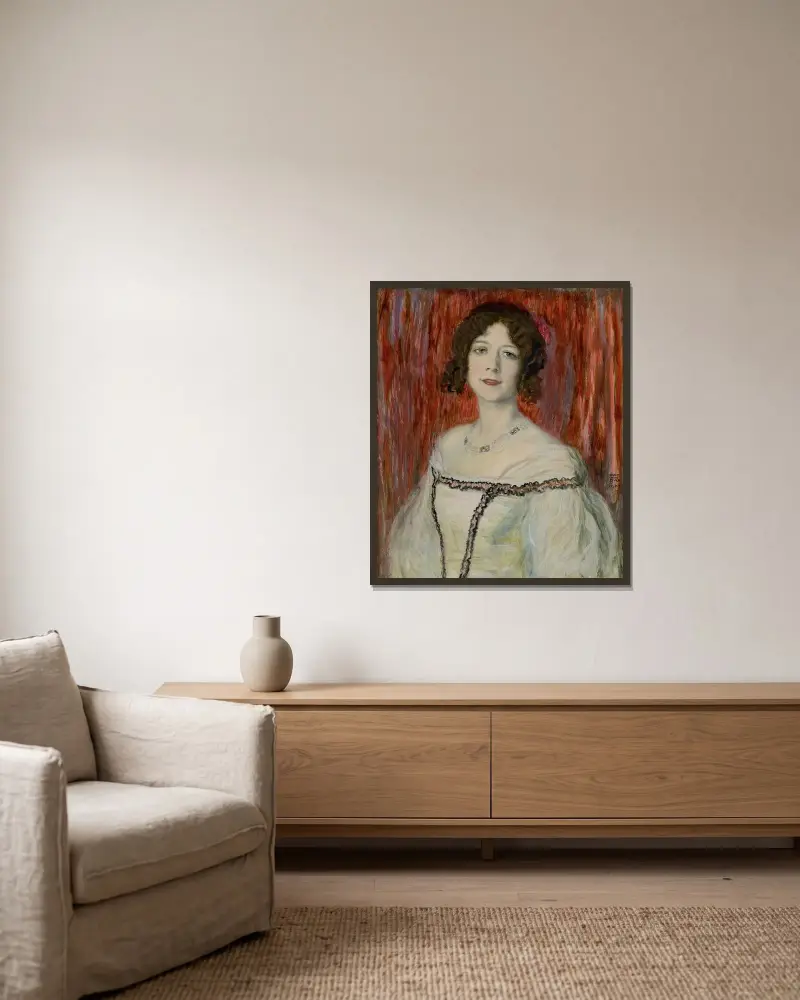 Olga Lindpaintner av Franz von Stuck inramad på en vägg
