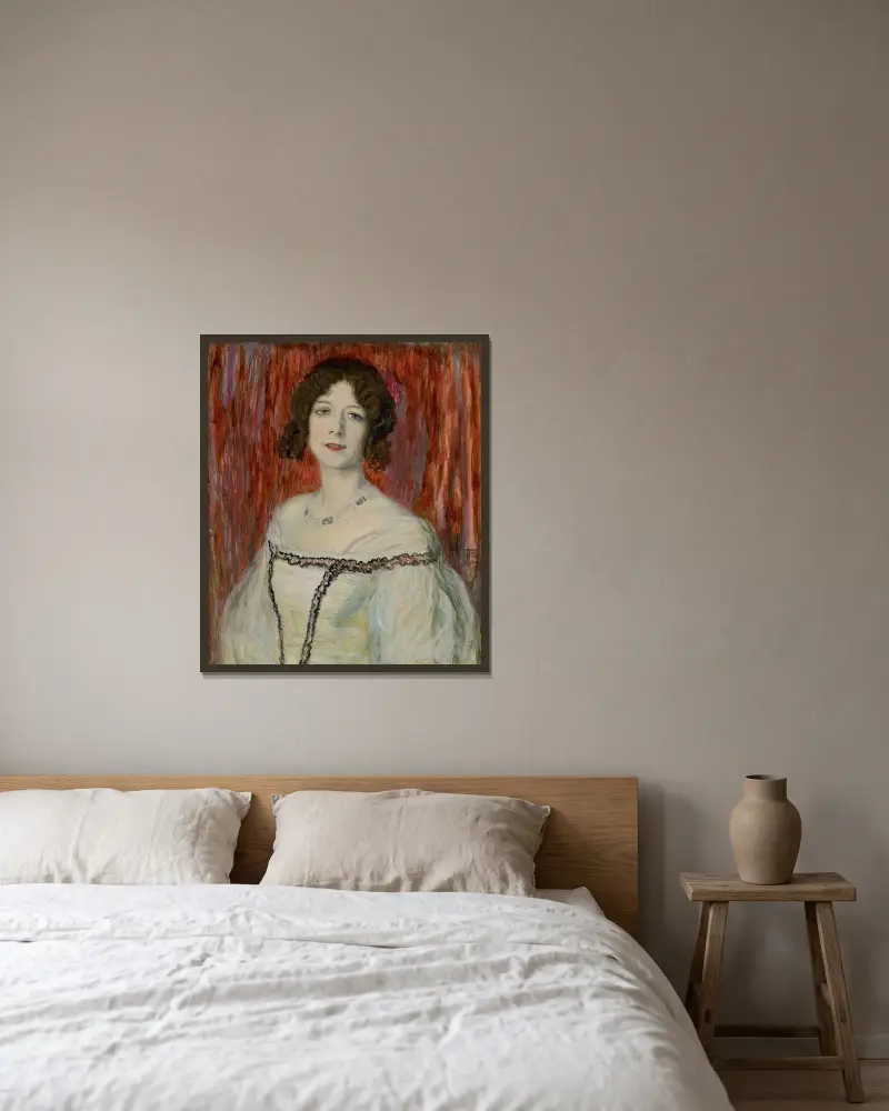 Olga Lindpaintner av Franz von Stuck inramad på en vägg