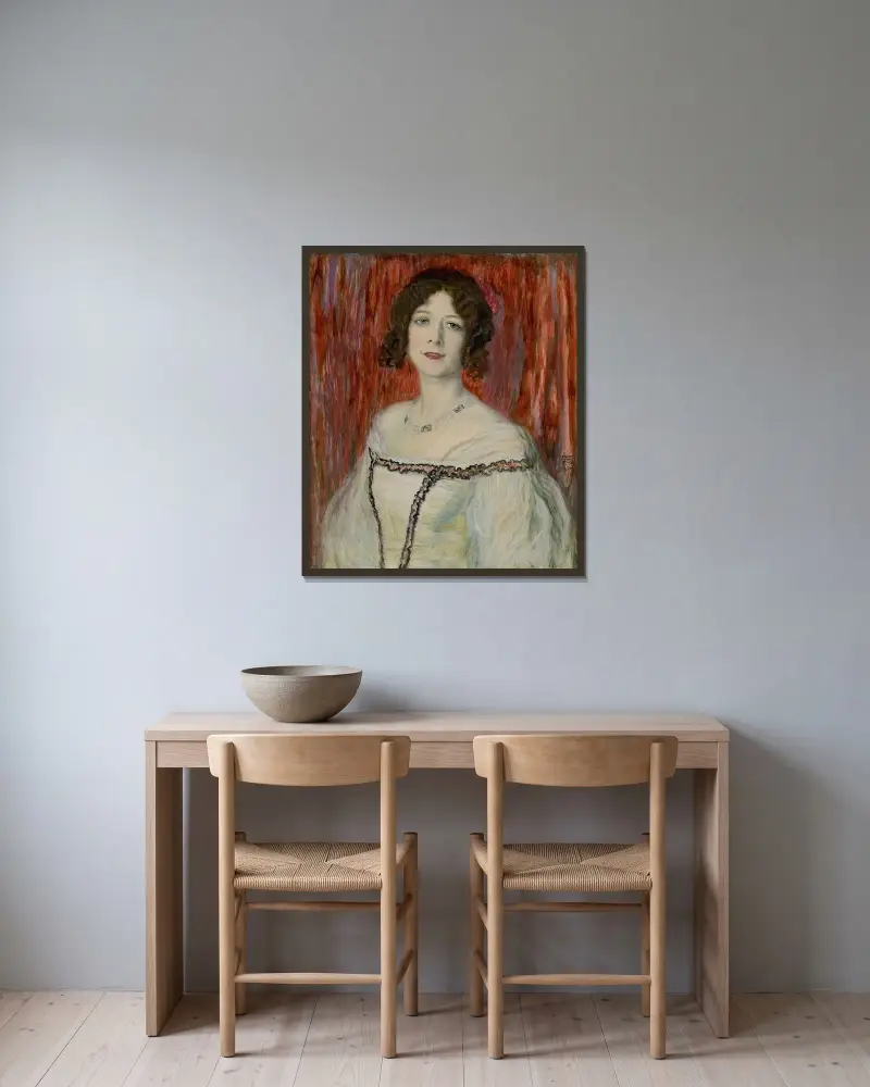 Olga Lindpaintner av Franz von Stuck inramad på en vägg
