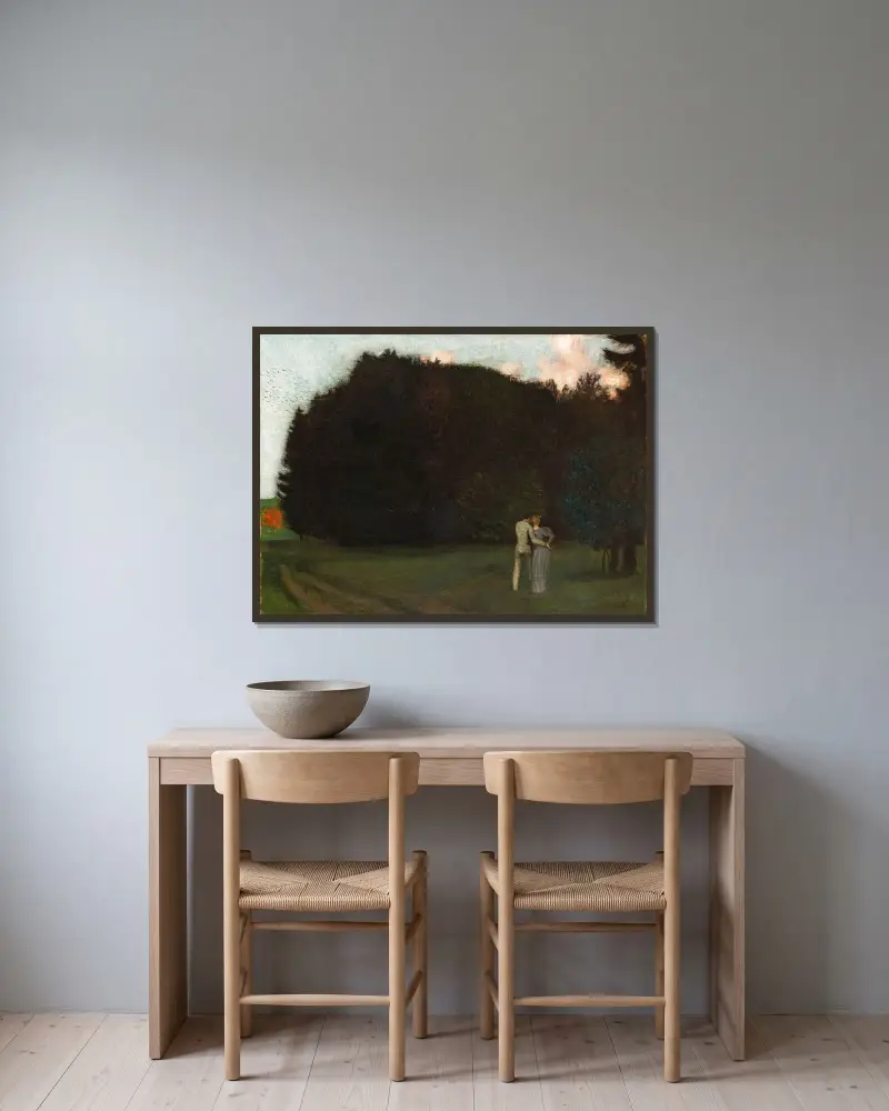 Paar am Waldrand av Franz von Stuck inramad på en vägg