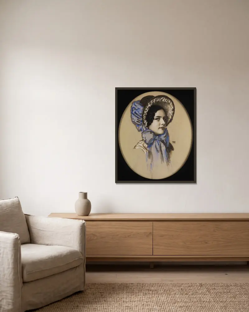 Porträtt av dottern Mary av Franz von Stuck inramad på en vägg