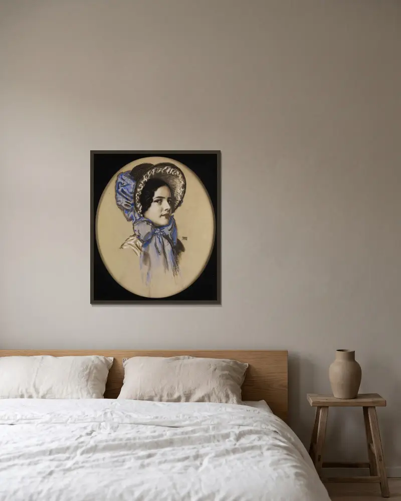Porträtt av dottern Mary av Franz von Stuck inramad på en vägg