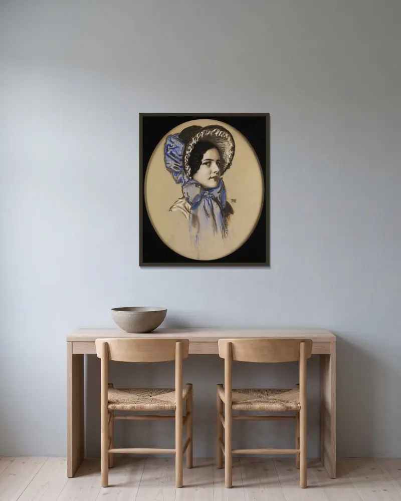 Porträtt av dottern Mary av Franz von Stuck inramad på en vägg