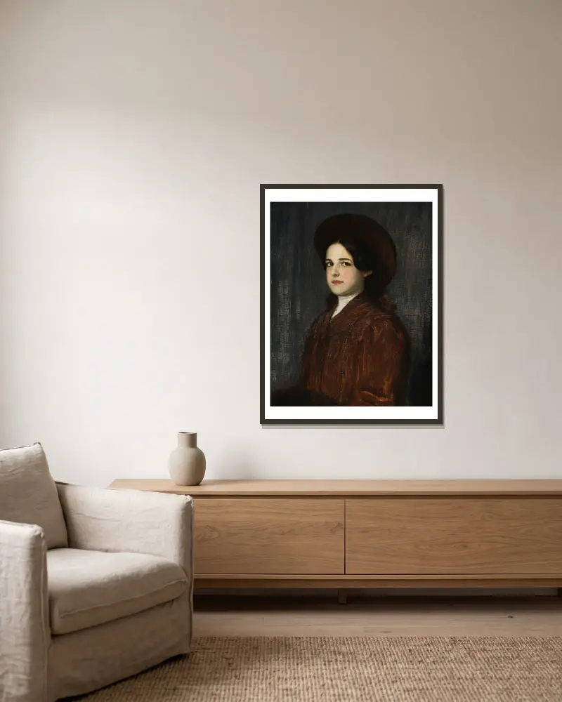 Porträt der Mary Stuck av Franz von Stuck inramad på en vägg