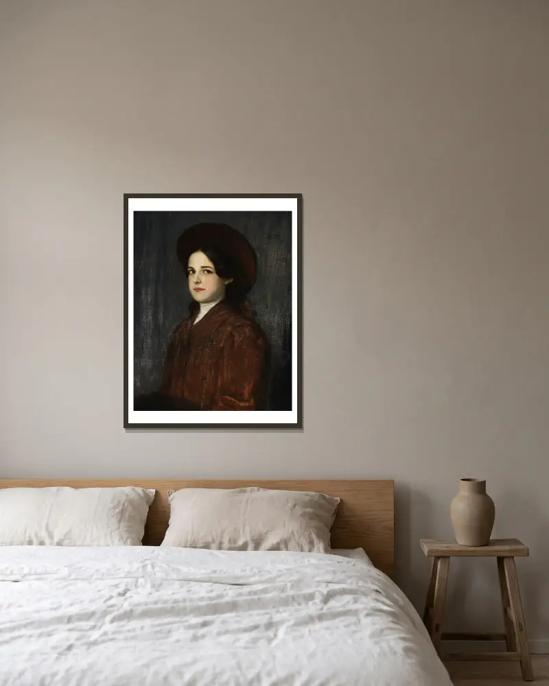 Porträt der Mary Stuck av Franz von Stuck inramad på en vägg