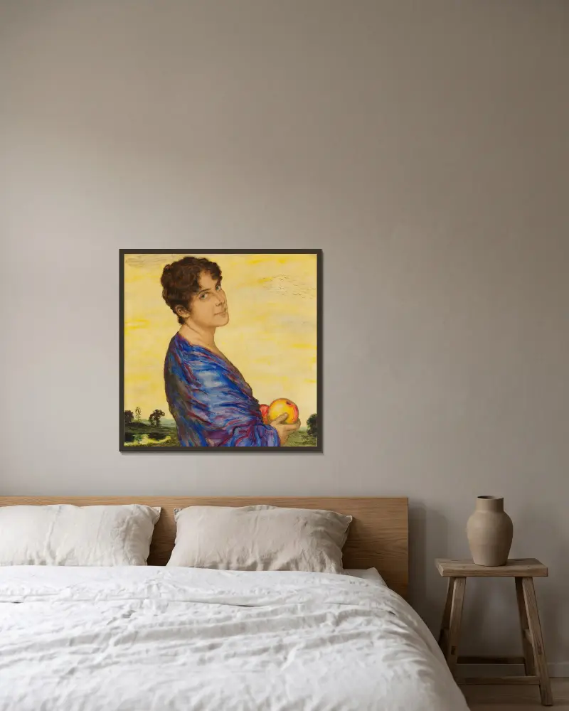 Porträt Frau von Stuck av Franz von Stuck inramad på en vägg