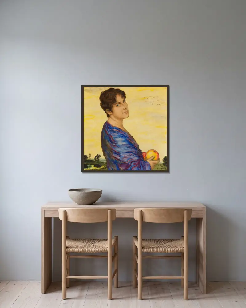 Porträt Frau von Stuck av Franz von Stuck inramad på en vägg
