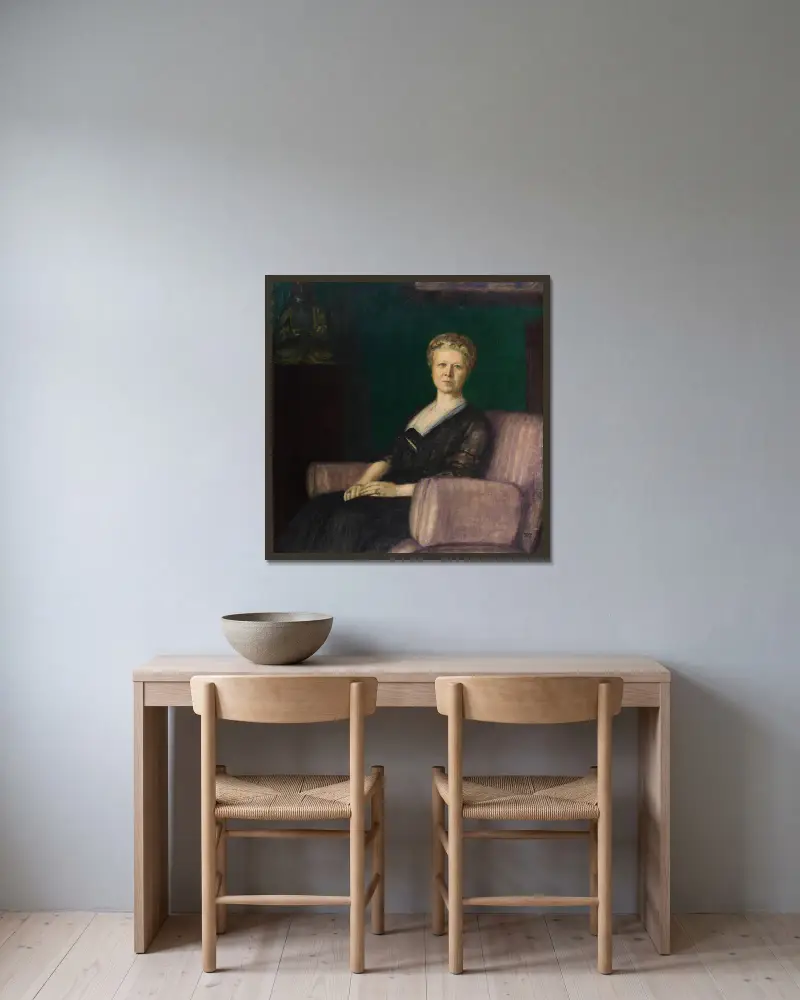 Porträt Luise Bestehorn av Franz von Stuck inramad på en vägg