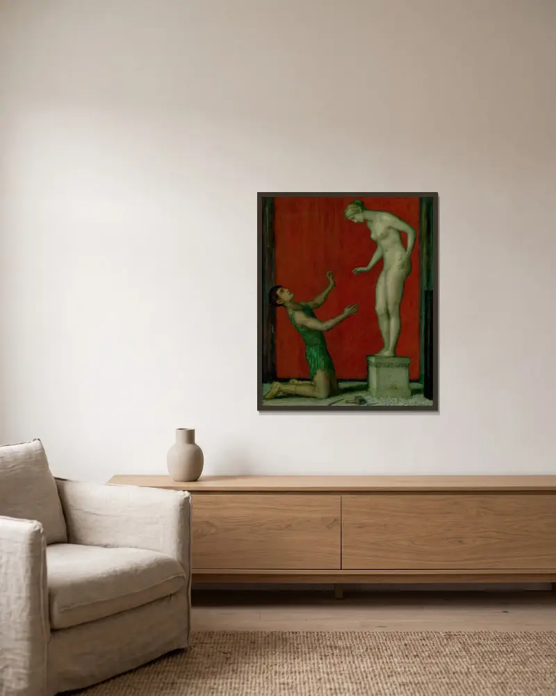 Pygmalion av Franz von Stuck inramad på en vägg