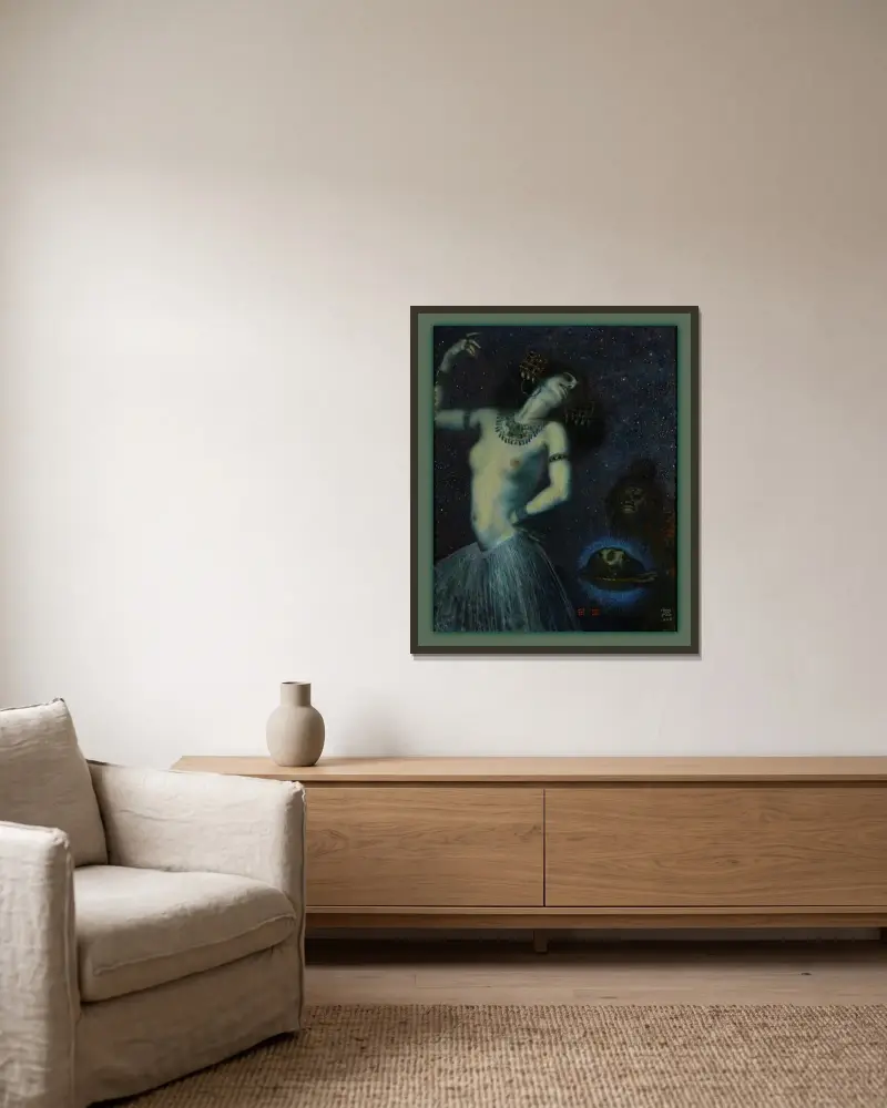Salome av Franz von Stuck inramad på en vägg