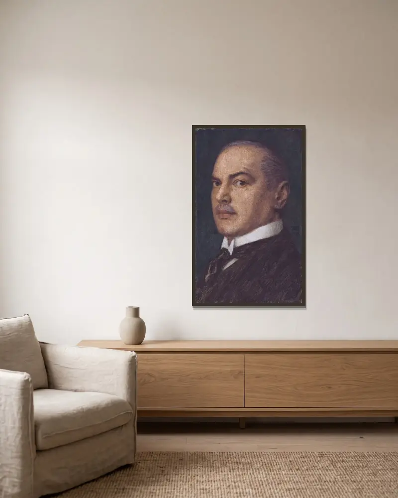 Självporträtt av Franz von Stuck inramad på en vägg