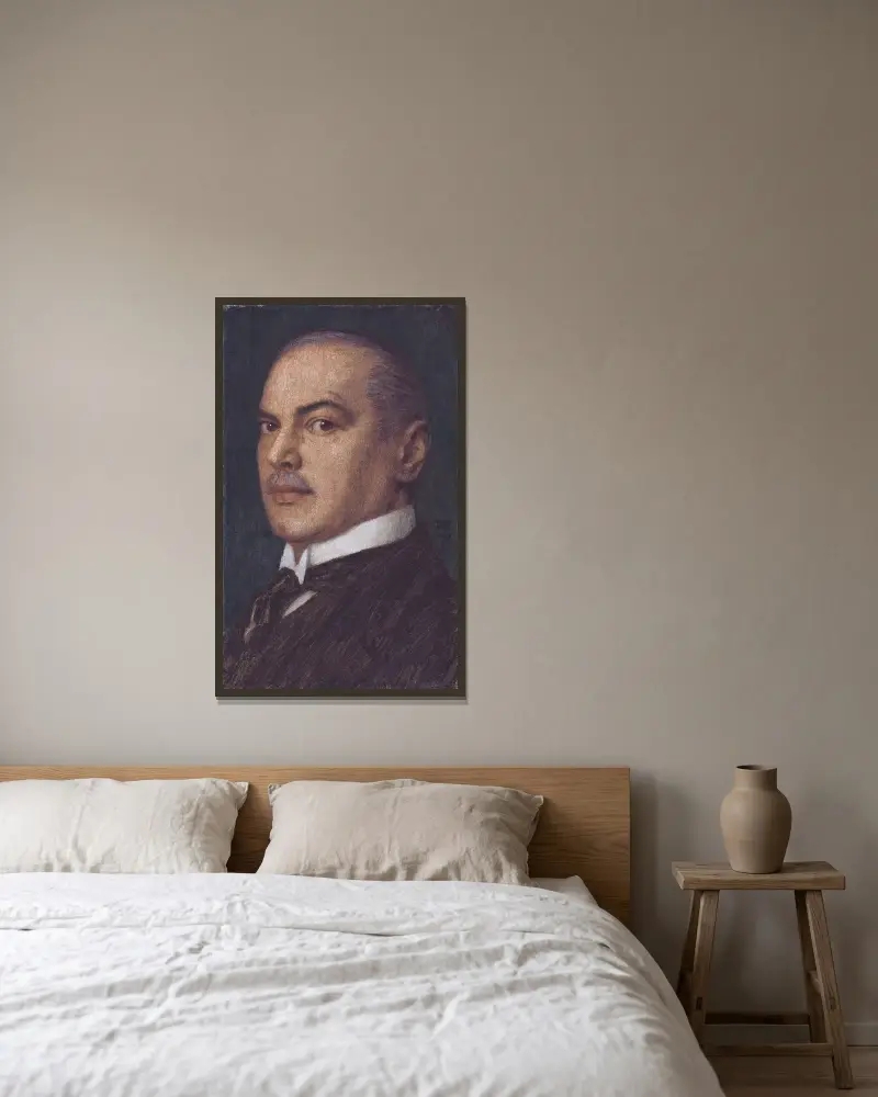 Självporträtt av Franz von Stuck inramad på en vägg