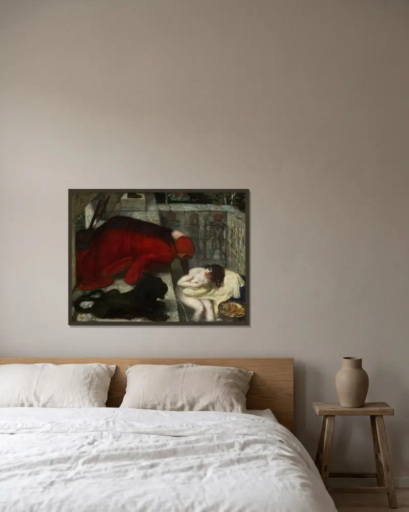 Susanna i badet av Franz von Stuck inramad på en vägg
