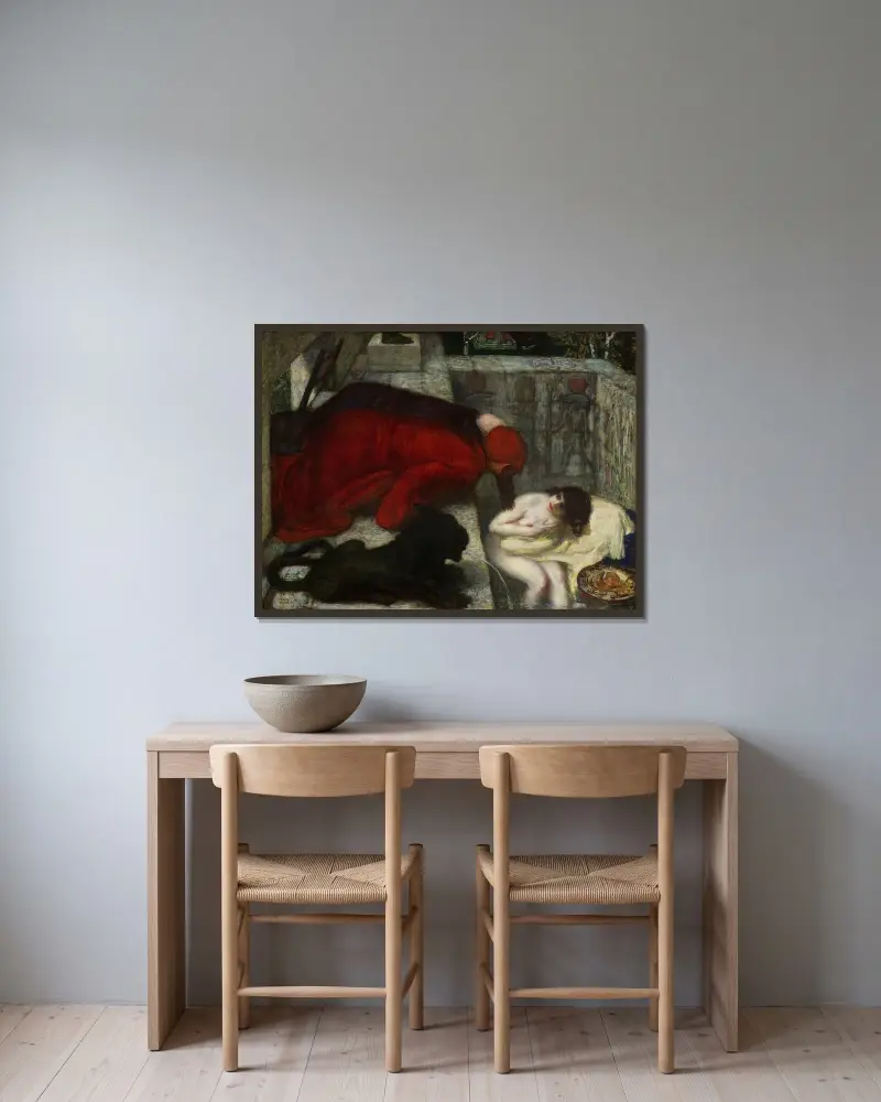 Susanna i badet av Franz von Stuck inramad på en vägg