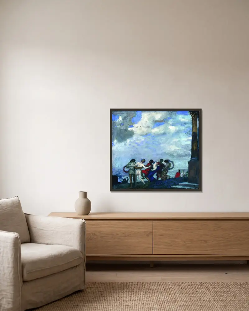 Dansen av Franz von Stuck inramad på en vägg