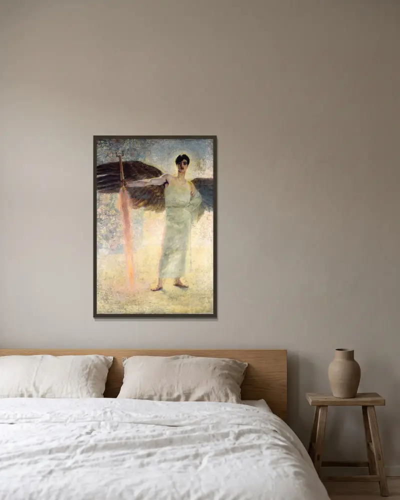 Paradisets väktare av Franz von Stuck inramad på en vägg