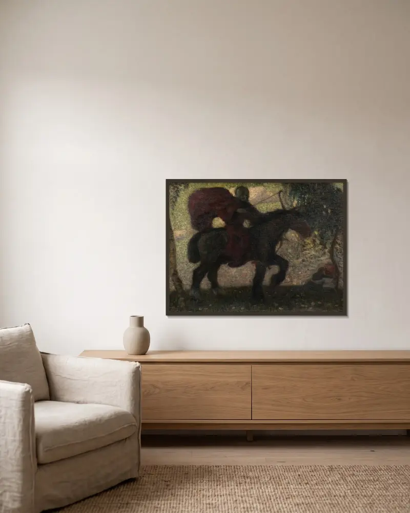 Död och älskande par av Franz von Stuck inramad på en vägg