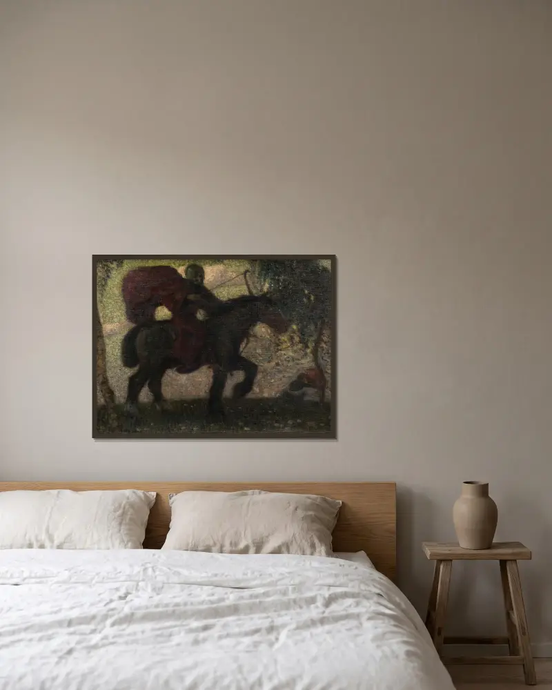 Död och älskande par av Franz von Stuck inramad på en vägg