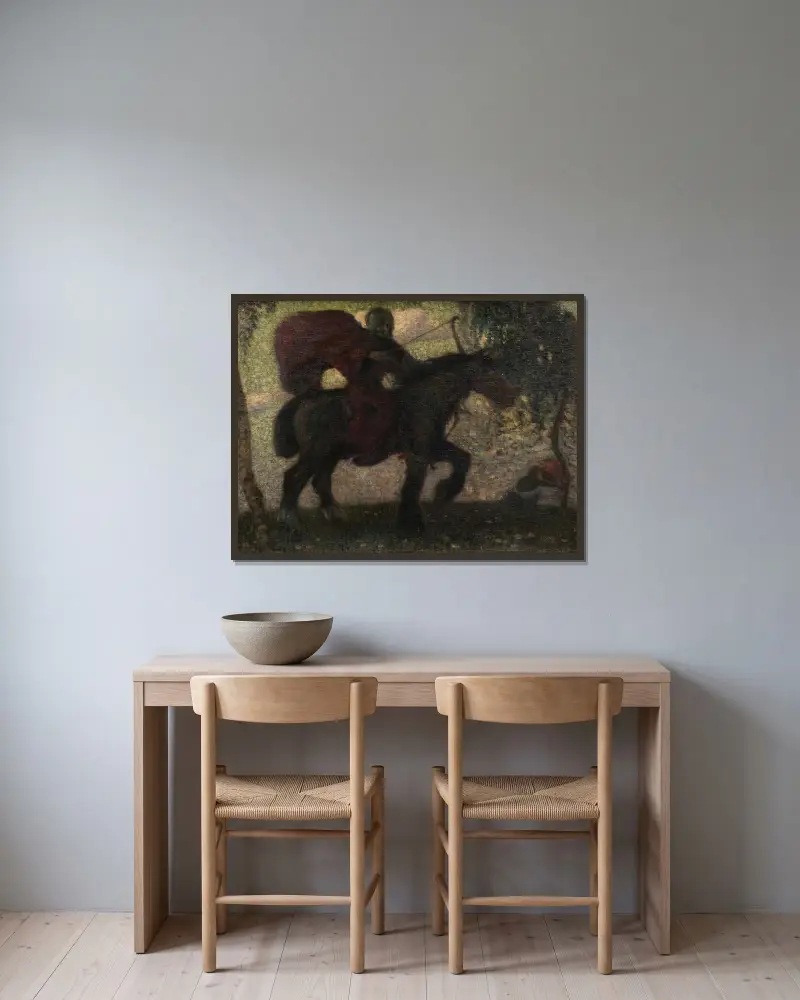 Död och älskande par av Franz von Stuck inramad på en vägg