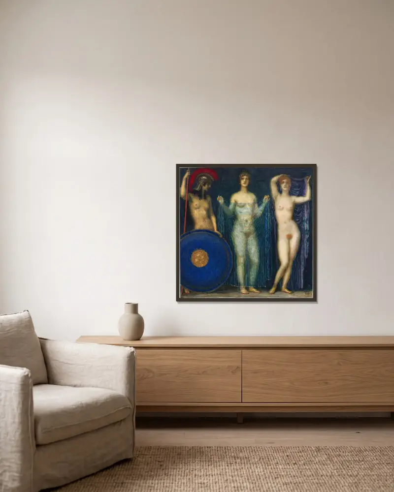 Parisdomen av Franz von Stuck inramad på en vägg