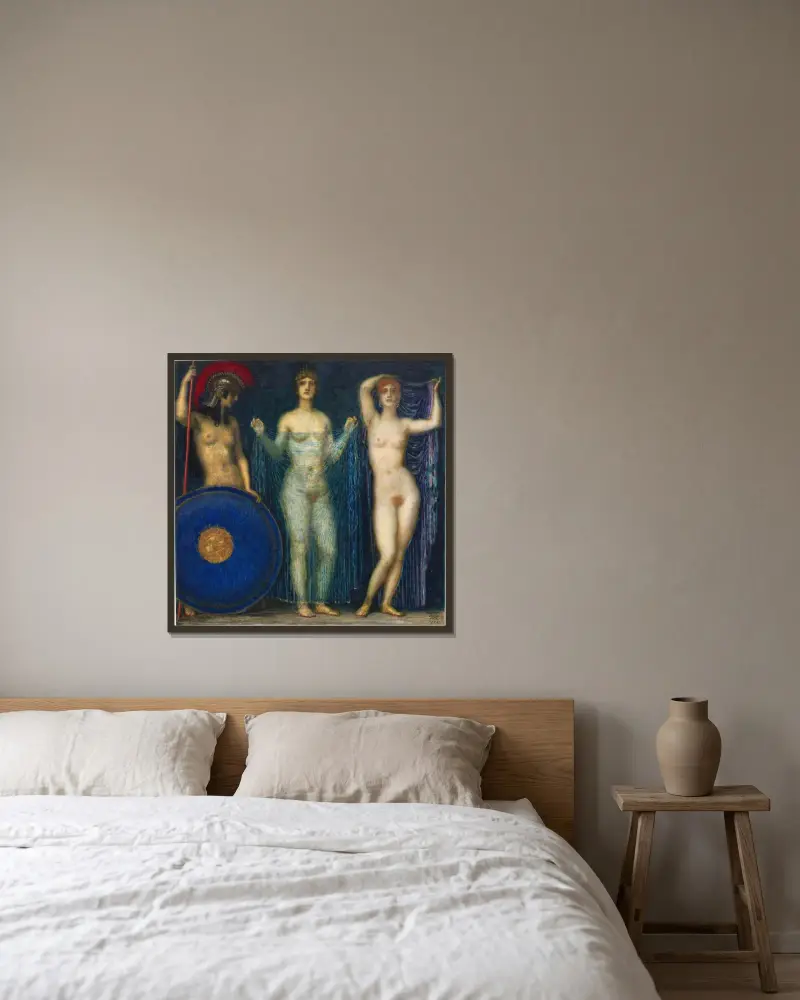 Parisdomen av Franz von Stuck inramad på en vägg