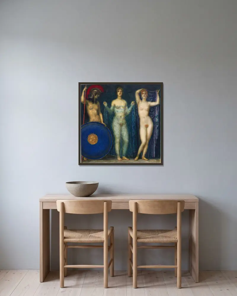 Parisdomen av Franz von Stuck inramad på en vägg