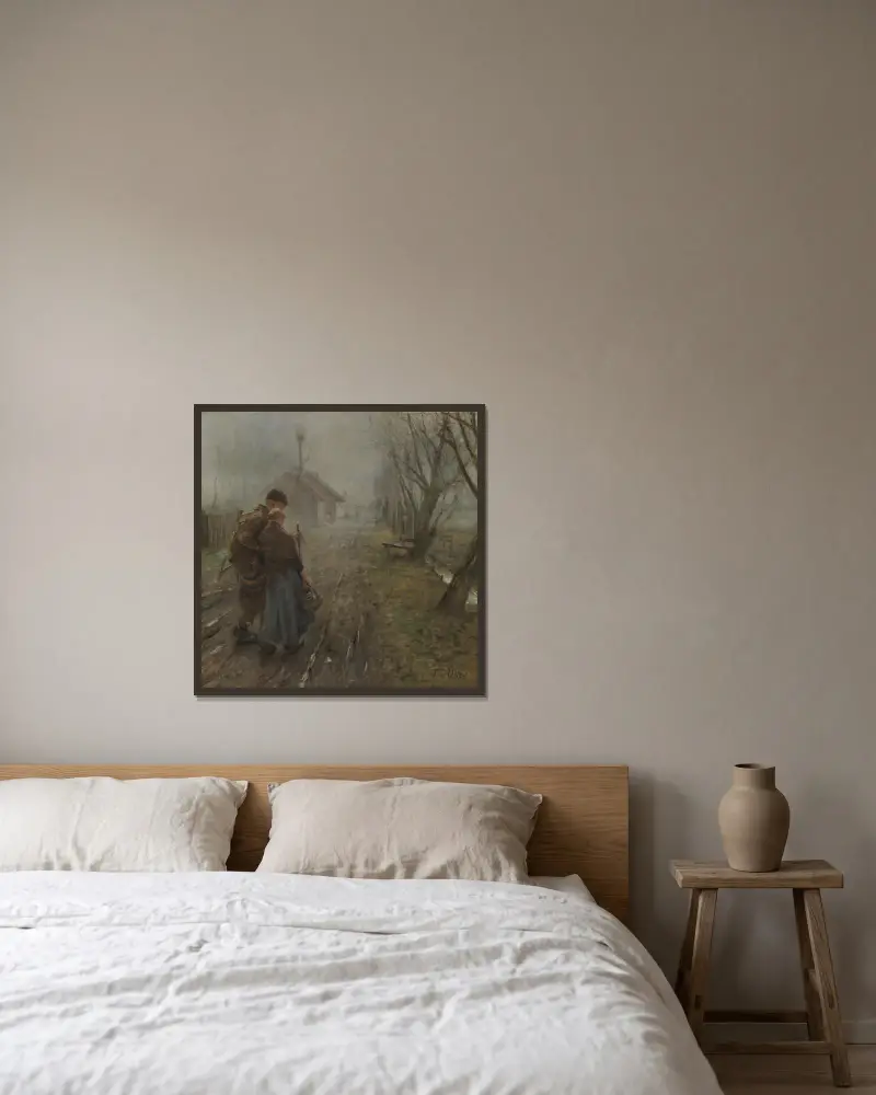 Schwerer Gang von Fritz von Uhde gerahmt an einer Wand