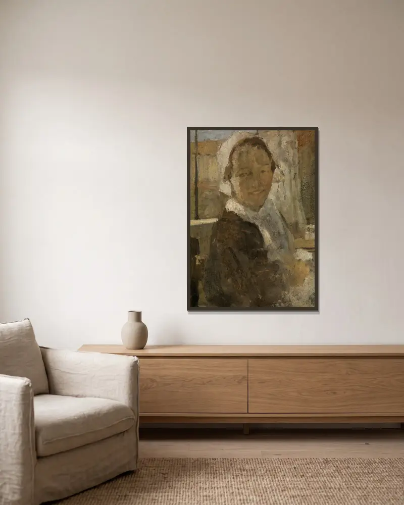 Junges Mädchen von Fritz von Uhde gerahmt an einer Wand