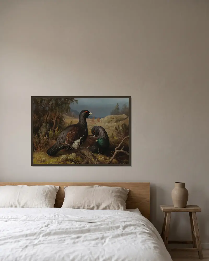 Tetřeví kohouti, Ferdinand von Wright v rámu na stěně