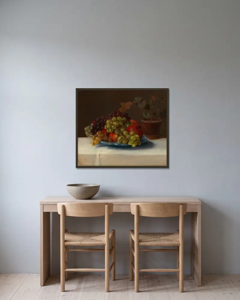 Grapes And Apples av Magnus Von Wright inramad på en vägg