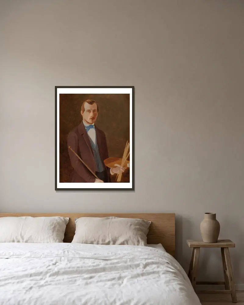 Selbstporträt von Ferdinand von Wright gerahmt an einer Wand