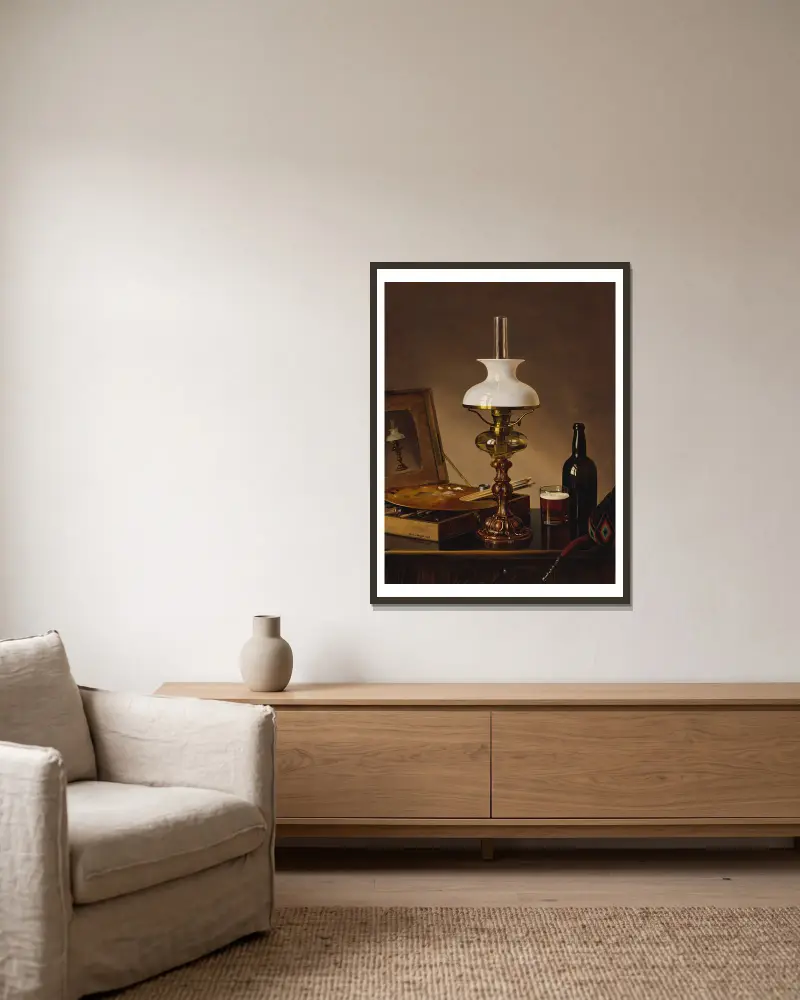 Stillleben im Atelier von Ferdinand von Wright gerahmt an einer Wand