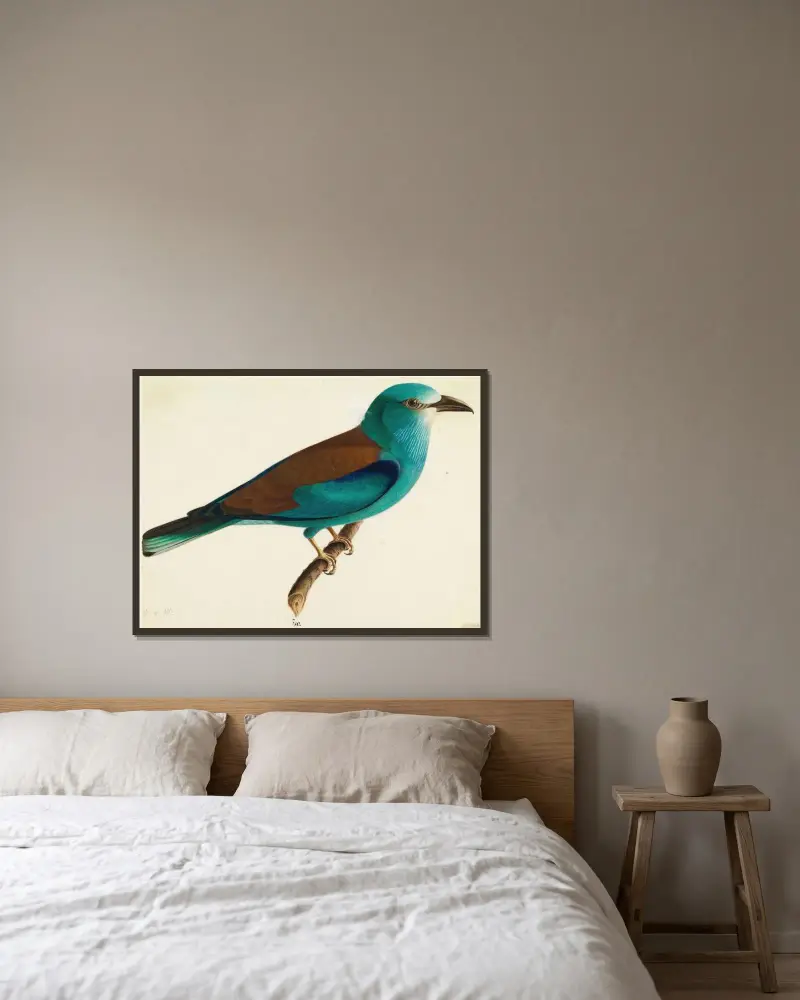 The European Roller av Wilhelm von Wright inramad på en vägg