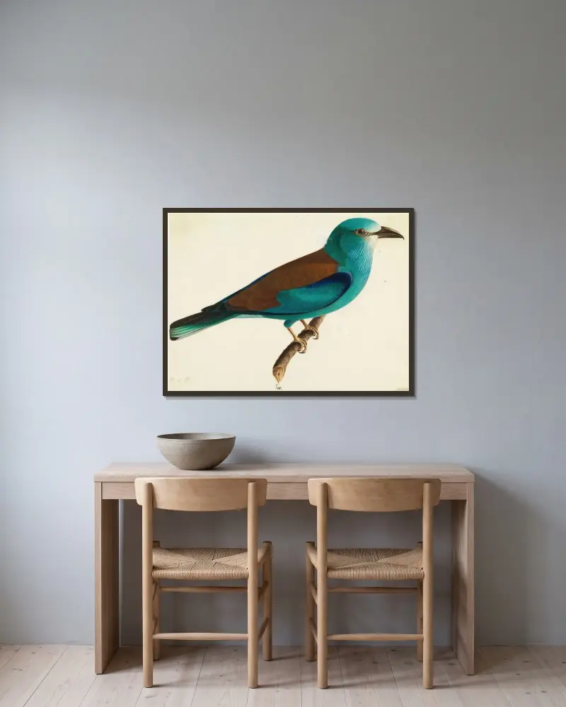 The European Roller av Wilhelm von Wright inramad på en vägg