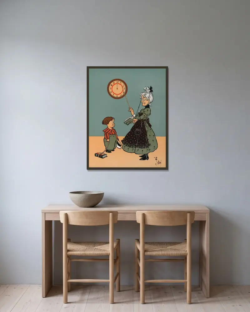 Denslows Mutter-Gans-Tafel 40 von William Wallace Denslow gerahmt an einer Wand