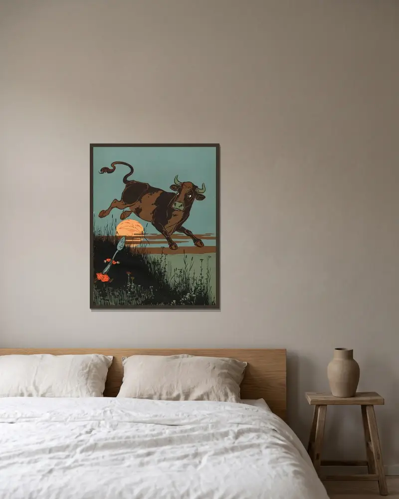 Denslows Mutter Gans, Tafel 45 von William Wallace Denslow gerahmt an einer Wand