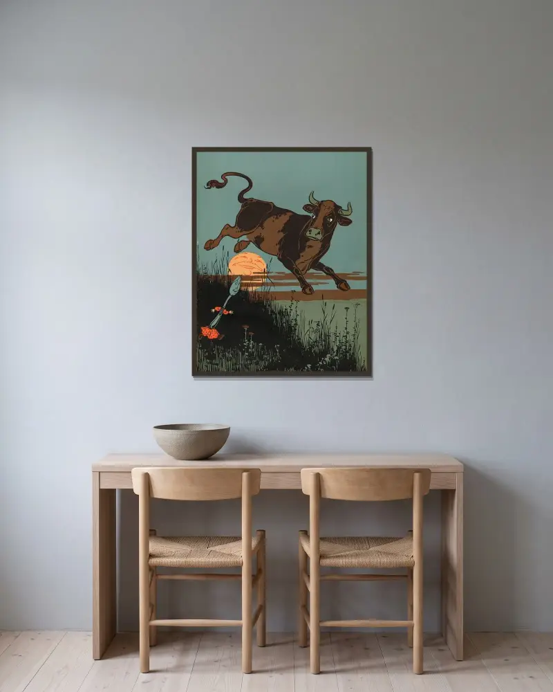 Denslows Mutter Gans, Tafel 45 von William Wallace Denslow gerahmt an einer Wand
