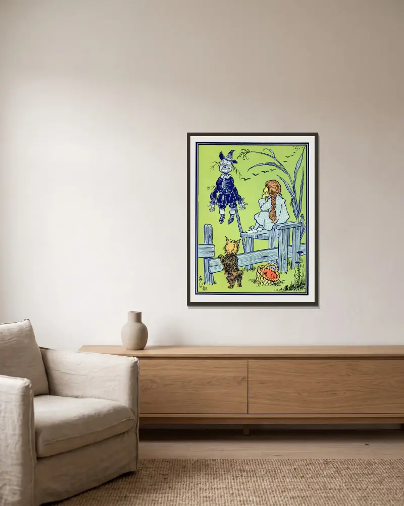 Der Weg durch den Wald von William Wallace Denslow gerahmt an einer Wand