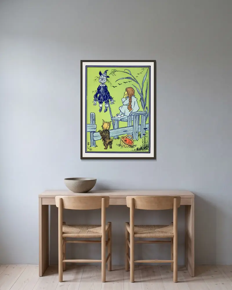 Der Weg durch den Wald von William Wallace Denslow gerahmt an einer Wand
