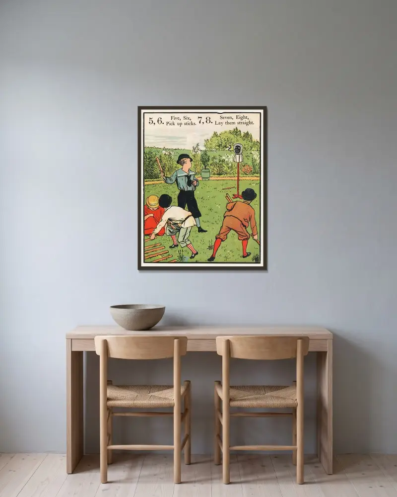 1, 2, spänn min sko Pl 2 av Walter Crane inramad på en vägg