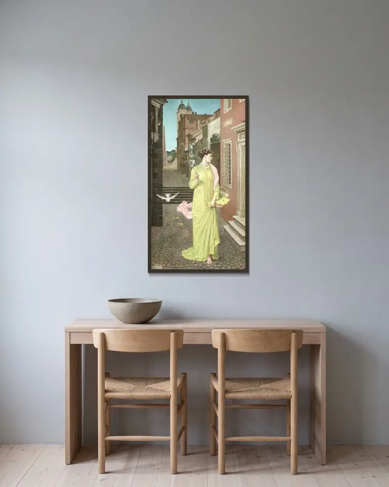 En vårens härold av Walter Crane inramad på en vägg
